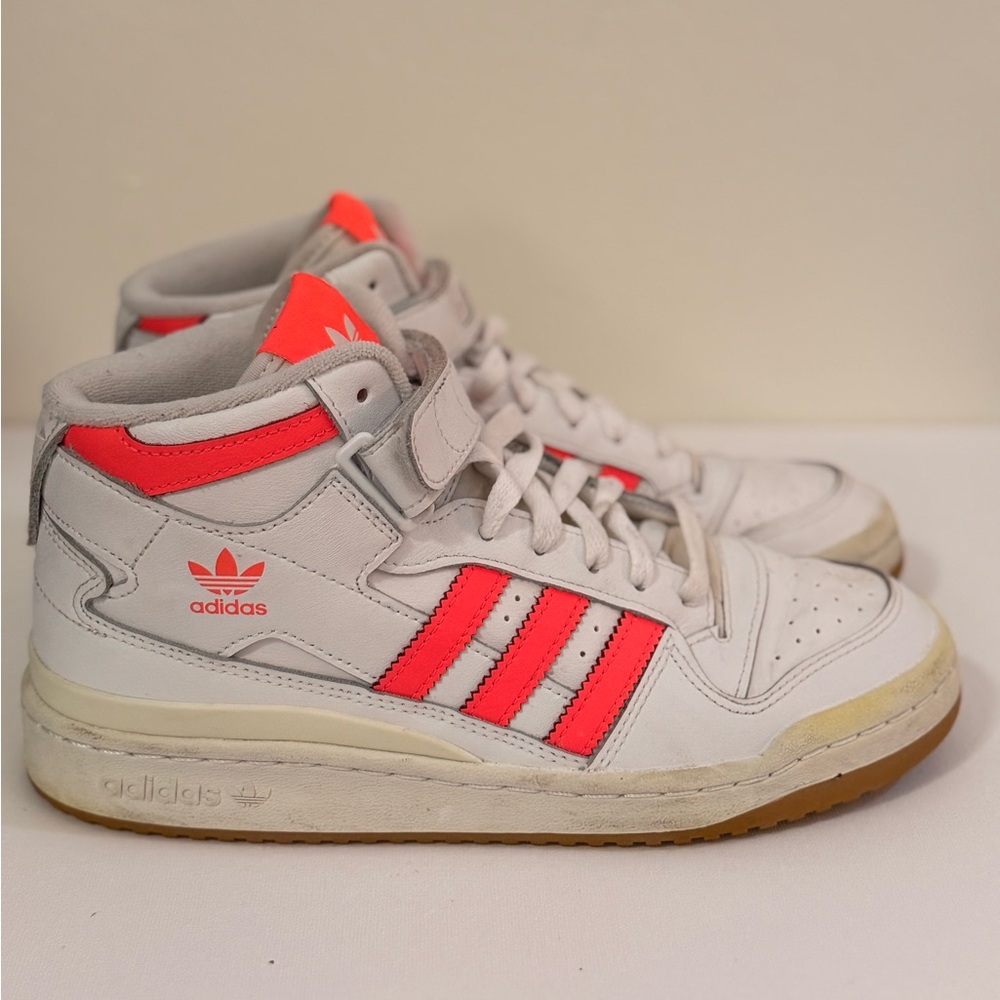 Adidas Forum Mid Sneakers | White & Hot Coral | Women’s 7.5